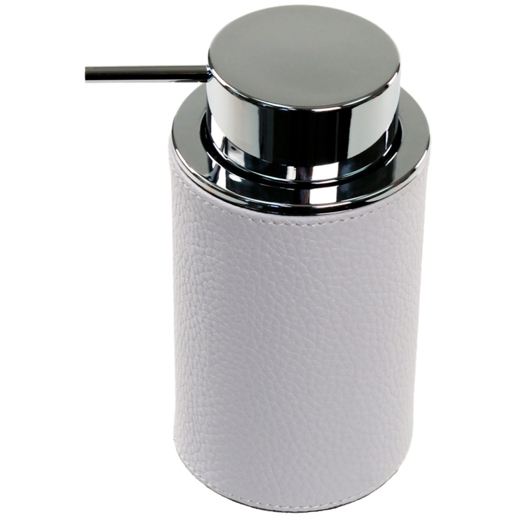 Gedy AC80-02 Round Soap Dispenser Made From Faux Leather In White Finish